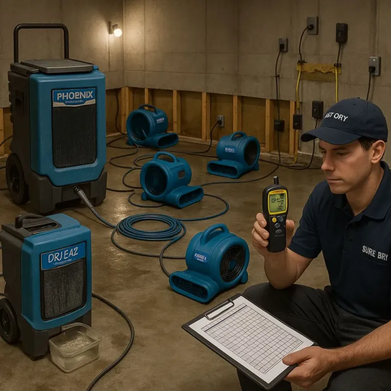 Structural Drying and Dehumidification process in Mesquite, TX